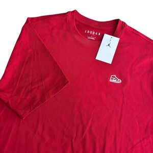 NEW Nike Air Jordan Sneaker Patch T Shirt Mens L Gym Red Crewneck S/S $45